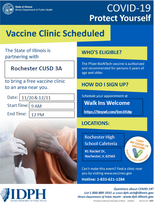 Rochester CUSD 3A to Host COVID Vaccine Clinic