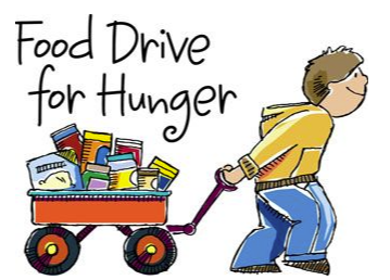 Food Drive  - Boy pulling wagon of food items