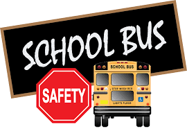 School bus with safety logo